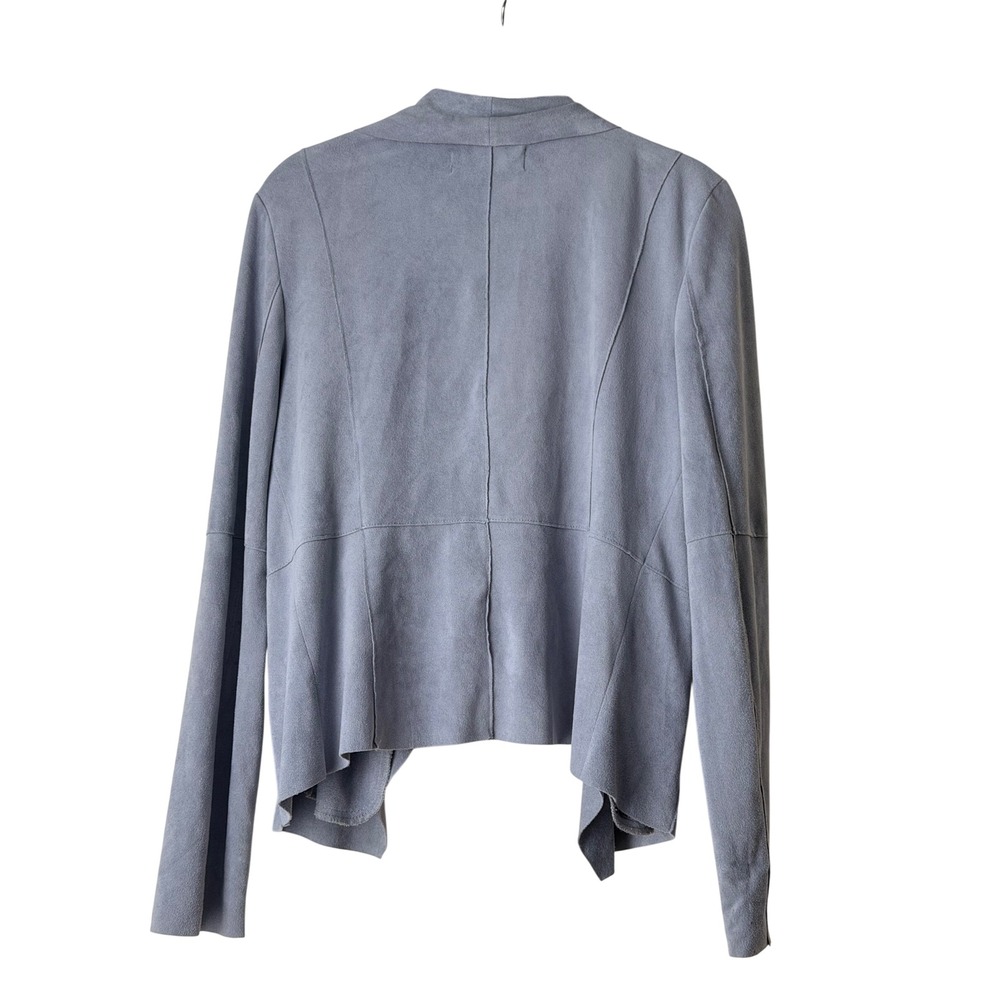 Bagatelle Blue Faux Suede Draped Open Front Waterfall Jacket Lagenlook Sz S - Picture 4 of 11